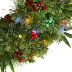 24" Multicolor LED Mixed Pine Christmas Wreath With Berries & Pinecones 11 24" Multicolor LED Mixed Pine Christmas Wreath With Berries & Pinecones -Michaels X-Mas Decor D322797S 3