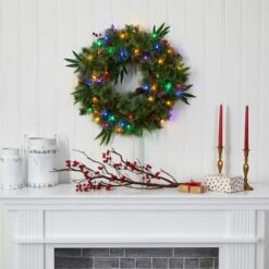 24" Multicolor LED Mixed Pine Christmas Wreath With Berries & Pinecones 12 24" Multicolor LED Mixed Pine Christmas Wreath With Berries & Pinecones -Michaels X-Mas Decor D322797S 4