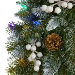 24" LED Snow Tipped Pinecone & White Berry Wreath -Michaels X-Mas Decor D322815S 3