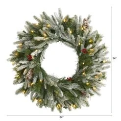 24" LED Snowed Pinecone Christmas Wreath -Michaels X-Mas Decor D322841S 2
