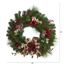 24in. Christmas Pine, Pinecone & Ornaments Wreath -Michaels X-Mas Decor D322847S 2