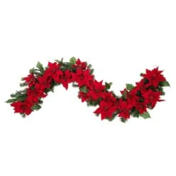 Haute Décor 6ft. Pre-Lit LED Poinsettia Garland -Michaels X-Mas Decor D330224S 2