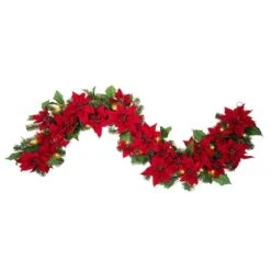 Haute Décor 6ft. Pre-Lit LED Poinsettia Garland -Michaels X-Mas Decor D330224S 3