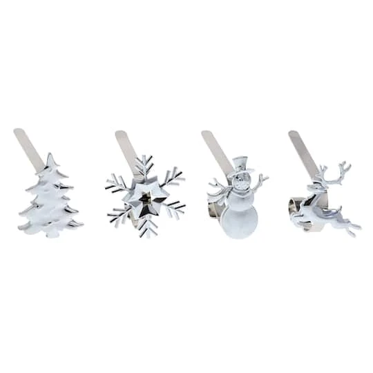 Original MantleClip® Silver Assorted Holiday Icons Stocking Holders, 4ct. 3 Original MantleClip® Silver Assorted Holiday Icons Stocking Holders, 4ct.