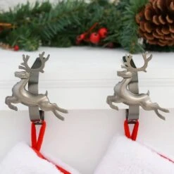 Original MantleClip® Pewter Reindeer Icons Stocking Holders, 2ct. -Michaels X-Mas Decor D349366S 2