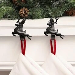 Original MantleClip® Matte Black Reindeer Icons Stocking Holders, 2ct. -Michaels X-Mas Decor D349369S 2