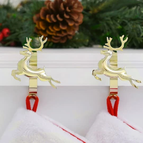 Original MantleClip® Gold Reindeer Icons Stocking Holders, 2ct. 5 Original MantleClip® Gold Reindeer Icons Stocking Holders, 2ct. - Image 3
