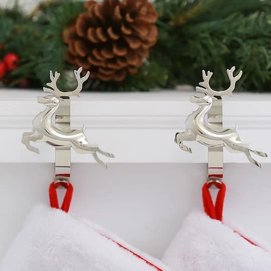Original MantleClip® Silver Reindeer Icons Stocking Holders, 2ct. 5 Original MantleClip® Silver Reindeer Icons Stocking Holders, 2ct. - Image 3