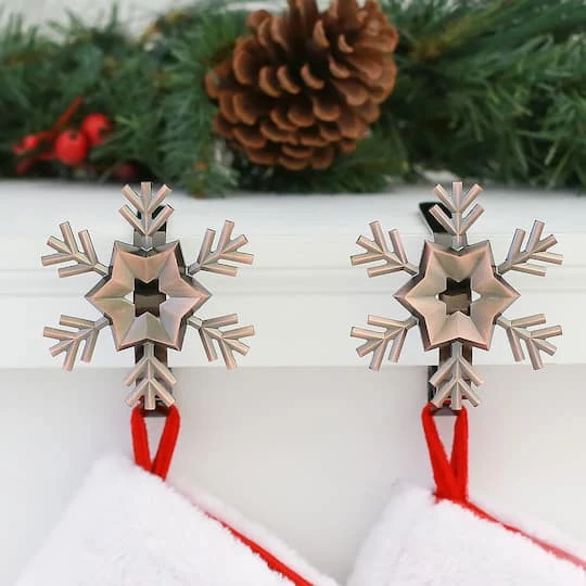 Original MantleClip® Oil-Rubbed Bronze Snowflake Icons Stocking Holders, 2ct. 5 Original MantleClip® Oil-Rubbed Bronze Snowflake Icons Stocking Holders, 2ct. - Image 3
