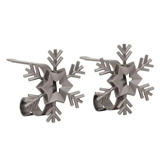 Original MantleClip® Pewter Snowflake Icons Stocking Holders, 2ct. 4 Original MantleClip® Pewter Snowflake Icons Stocking Holders, 2ct. - Image 2