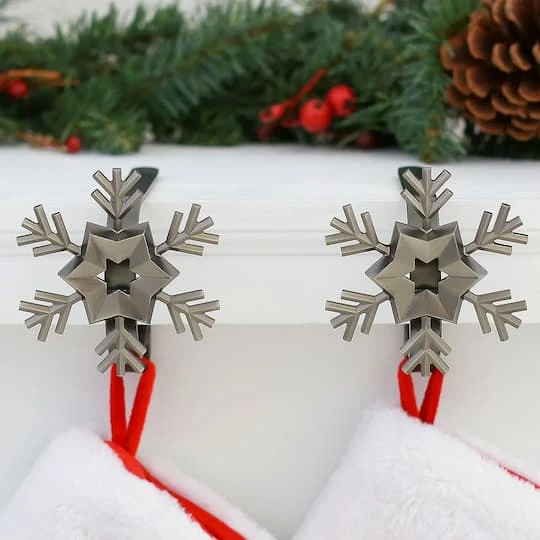 Original MantleClip® Pewter Snowflake Icons Stocking Holders, 2ct. 5 Original MantleClip® Pewter Snowflake Icons Stocking Holders, 2ct. - Image 3