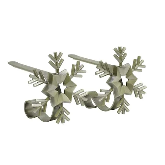 Original MantleClip® Antique Brass Snowflake Icons Stocking Holders, 2ct. 3 Original MantleClip® Antique Brass Snowflake Icons Stocking Holders, 2ct.