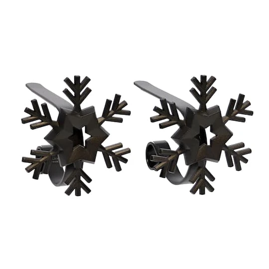 Haute Decor Matte Black Original MantleClips With Snowflake Icon, 2ct. 3 Haute Decor Matte Black Original MantleClips With Snowflake Icon, 2ct.
