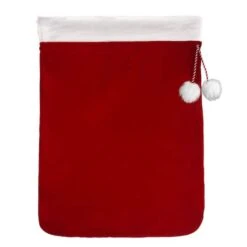 Red & White Deluxe Santa Bag With Fur Cuff, 20" X 28"