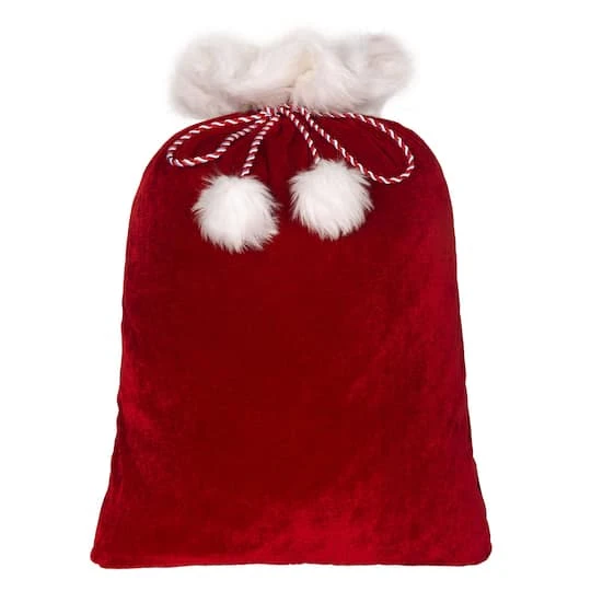Red & White Deluxe Santa Bag With Fur Cuff, 20" X 28" 4 Red & White Deluxe Santa Bag With Fur Cuff, 20" X 28" - Image 3