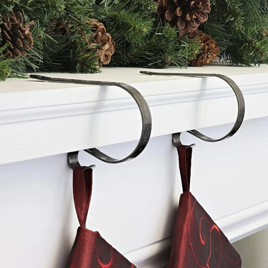 Original MantleClip® Holly Embossed Antique Brass Stocking Holders, 2ct. 5 Original MantleClip® Holly Embossed Antique Brass Stocking Holders, 2ct. - Image 3
