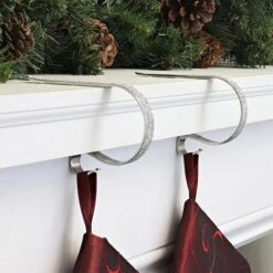 Original MantleClip® Silver Glitter Stocking Holders, 2ct. -Michaels X-Mas Decor D349579S 2