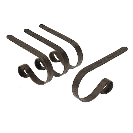 Original MantleClip® Holly Embossed Pewter Stocking Holders, 4ct. 3 Original MantleClip® Holly Embossed Pewter Stocking Holders, 4ct.