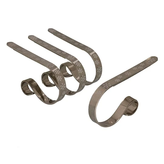 Original MantleClip® Silver With White Snowflakes Stocking Holders, 4ct. 4 Original MantleClip® Silver With White Snowflakes Stocking Holders, 4ct. - Image 2