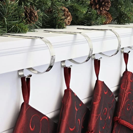Original MantleClip® Silver With White Snowflakes Stocking Holders, 4ct. 5 Original MantleClip® Silver With White Snowflakes Stocking Holders, 4ct. - Image 3