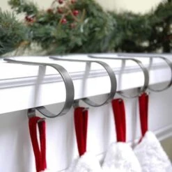 Original MantleClip® Pewter Stocking Holders, 4ct. -Michaels X-Mas Decor D349597S 2