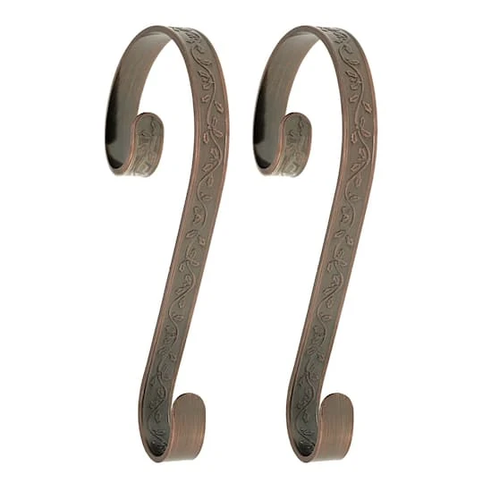 Haute Decor Stocking Scroll® Holly Embossed Oil-Rubbed Bronze Stocking Holders, 2ct. 4 Haute Decor Stocking Scroll® Holly Embossed Oil-Rubbed Bronze Stocking Holders, 2ct. - Image 2