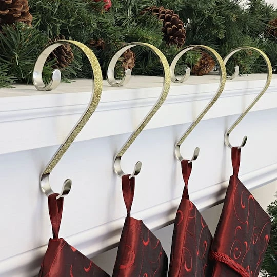 Haute Decor Stocking Scroll® Gold Glitter Stocking Holders, 4ct. 5 Haute Decor Stocking Scroll® Gold Glitter Stocking Holders, 4ct. - Image 3