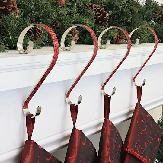 Haute Decor Stocking Scroll® Red Glitter Stocking Holders, 4ct. 5 Haute Decor Stocking Scroll® Red Glitter Stocking Holders, 4ct. - Image 3