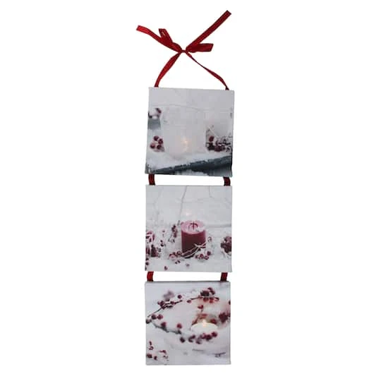 Northlight LED Lighted Winter Frost Berry And Candle Christmas Wall Art 3 Northlight LED Lighted Winter Frost Berry And Candle Christmas Wall Art