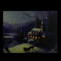 Northlight LED Lighted Church In Wintry Woods Canvas Wall Art -Michaels X-Mas Decor D361860S 2