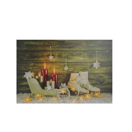 Northlight Christmas Ice Skates & Sleigh LED Lighted Canvas Wall Art 5 Northlight Christmas Ice Skates & Sleigh LED Lighted Canvas Wall Art - Image 3