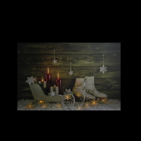 Northlight Christmas Ice Skates & Sleigh LED Lighted Canvas Wall Art 6 Northlight Christmas Ice Skates & Sleigh LED Lighted Canvas Wall Art - Image 4