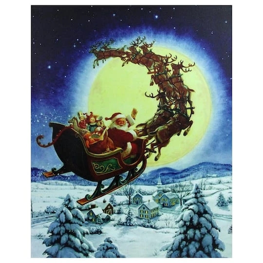 Northlight LED Back Lit Flying Santa Claus & Sleigh Christmas Wall Art 4 Northlight LED Back Lit Flying Santa Claus & Sleigh Christmas Wall Art - Image 2