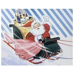 Northlight LED Back Lit Santa Claus & Sleigh Pepsi Christmas Wall Art