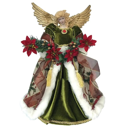 Santa's Workshop 16" Poinsettia Angel Tree Topper 4 Santa's Workshop 16" Poinsettia Angel Tree Topper - Image 2