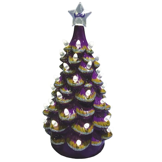 Santa's Workshop 14" NCAA College Team Ceramic LED Christmas Tree Louisiana State University 3 Santa's Workshop 14" NCAA College Team Ceramic LED Christmas Tree Louisiana State University