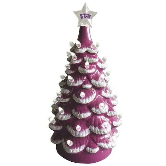 Santa's Workshop 14" NCAA College Team Ceramic LED Christmas Tree Texas Christian University 5 Santa's Workshop 14" NCAA College Team Ceramic LED Christmas Tree Texas Christian University - Image 3