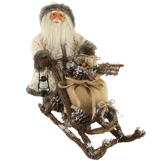 Santa's Workshop 19" Woodsman Santa On Mushing Sled Figure 4 Santa's Workshop 19" Woodsman Santa On Mushing Sled Figure - Image 2