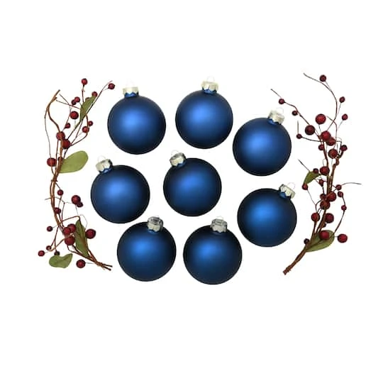 Whitehurst 8ct. 3.25" Matte Glass Ball Ornaments Midnight Blue Matte 6 Whitehurst 8ct. 3.25" Matte Glass Ball Ornaments Midnight Blue Matte - Image 4