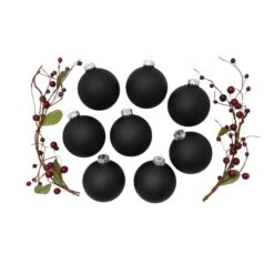 Whitehurst 8ct. 3.25" Matte Glass Ball Ornaments Black Matte -Michaels X-Mas Decor D385031S 13