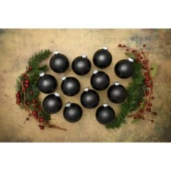 Whitehurst 12ct. 2.75" Shiny Glass Ball Ornaments Black Shiny -Michaels X-Mas Decor D385036S 13