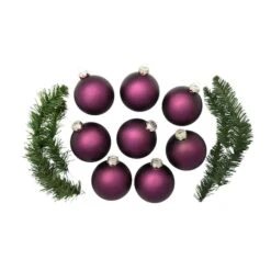 Whitehurst 8ct. 3.25" Matte Glass Ball Ornaments Purple Matte -Michaels X-Mas Decor D385083S 13