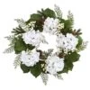 24" Gold Trimmed White Hydrangea & Berry Wreath -Michaels X-Mas Decor D386407S 1
