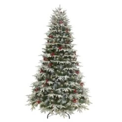 7.5ft. Pre-Lit Flocked Halifax Fir Artificial Christmas Tree, Clear Lights -Michaels X-Mas Decor D393461S 1 1