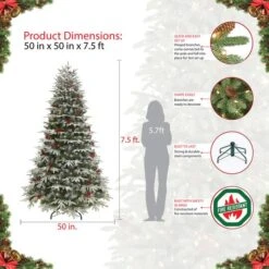 7.5ft. Pre-Lit Flocked Halifax Fir Artificial Christmas Tree, Clear Lights -Michaels X-Mas Decor D393461S 5