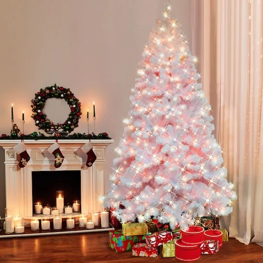 6.5ft. Pre-Lit White Northern Fir Artificial Christmas Tree, Clear Lights 6 6.5ft. Pre-Lit White Northern Fir Artificial Christmas Tree, Clear Lights - Image 4
