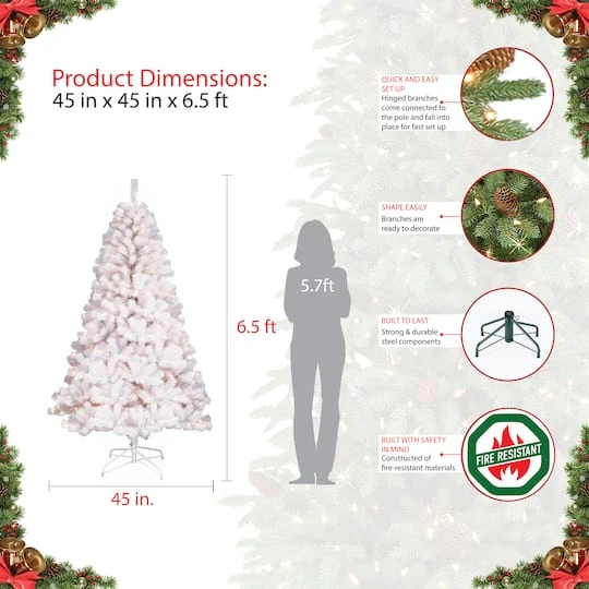 6.5ft. Pre-Lit White Northern Fir Artificial Christmas Tree, Clear Lights 8 6.5ft. Pre-Lit White Northern Fir Artificial Christmas Tree, Clear Lights - Image 6