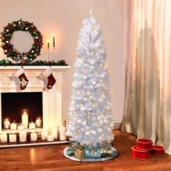 7.5ft. Pre-Lit White Pencil Northern Fir Artificial Christmas Tree, Clear Lights 11 7.5ft. Pre-Lit White Pencil Northern Fir Artificial Christmas Tree, Clear Lights -Michaels X-Mas Decor D393472S 3
