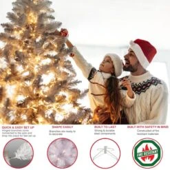 7.5ft. Pre-Lit White Pencil Northern Fir Artificial Christmas Tree, Clear Lights 12 7.5ft. Pre-Lit White Pencil Northern Fir Artificial Christmas Tree, Clear Lights -Michaels X-Mas Decor D393472S 4