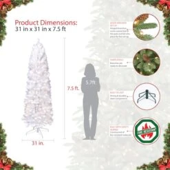 7.5ft. Pre-Lit White Pencil Northern Fir Artificial Christmas Tree, Clear Lights 13 7.5ft. Pre-Lit White Pencil Northern Fir Artificial Christmas Tree, Clear Lights -Michaels X-Mas Decor D393472S 5